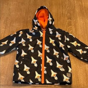 Hatley Black Spaceship Jacket with Orange Lining